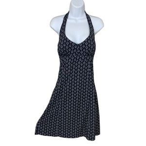Athleta Pack Everywhere Halter Dress Stretch Black White Print Bra Pads Size 6
